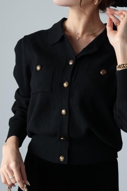 puff sleeves PBT knit cardigan / black - Madder vintage puff sleeves PBT knit cardigan / black - Madder vintage