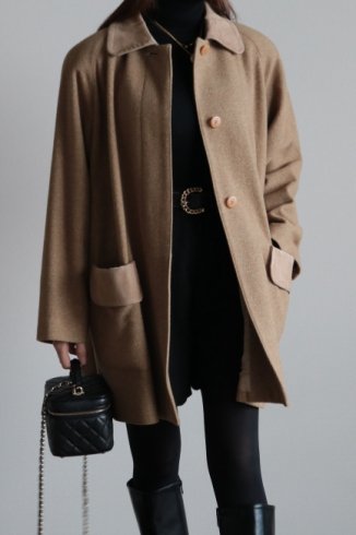 【vintage】Christian Dior /A line soutien collar midi coat 