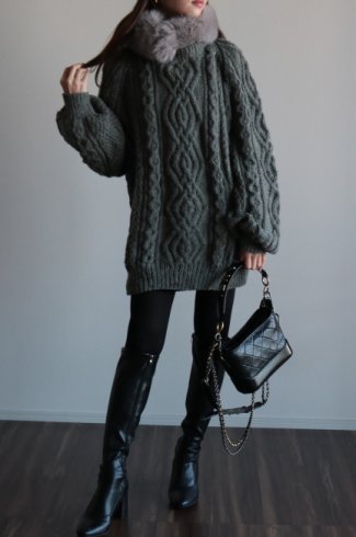【vintage】big silhouette cable knit sweater