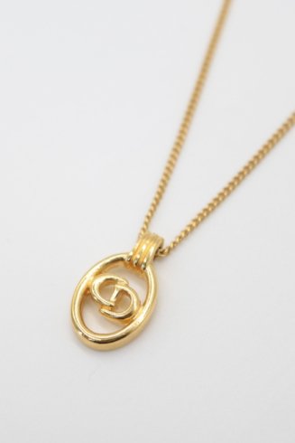【vintage】Christian Dior / CD logo oval top necklace
