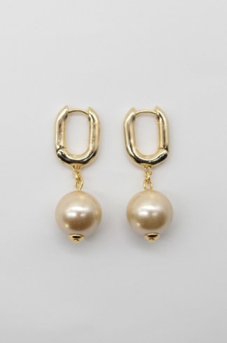 swing pearl pierced earrings ty2 / beigegold