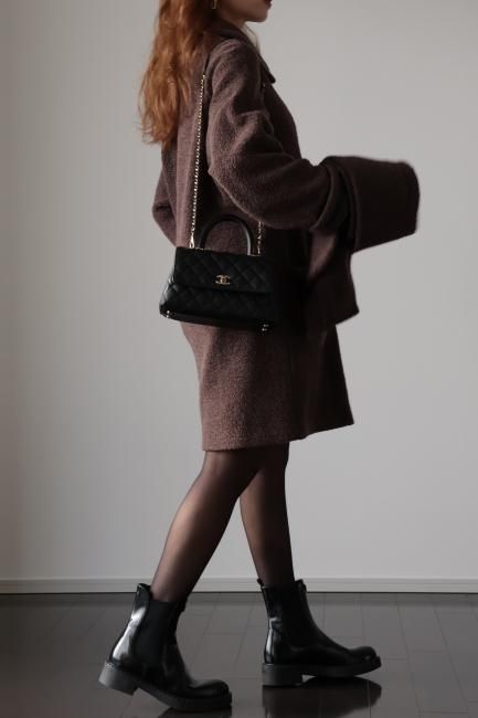 vintage】FENDI / FF logo boa coat (muffler set) - Madder vintage vintage】FENDI / FF logo boa coat (muffler set) - Madder vintage