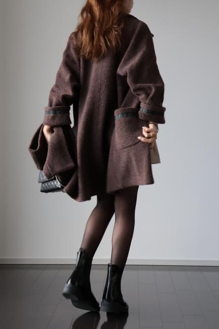 vintage】FENDI / FF logo boa coat (muffler set) - Madder vintage vintage】FENDI / FF logo boa coat (muffler set) - Madder vintage