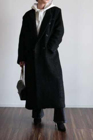 double breasted loop yarn chester coat / black