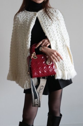 【vintage】orlon acrylic fringe knit poncho