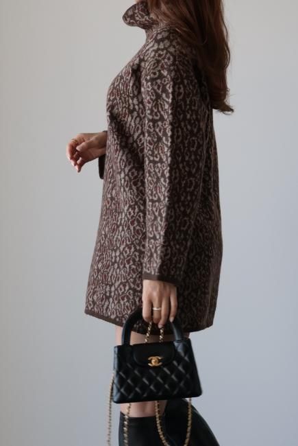 vintage】KENZO / turtle neck leopard knit dress - Madder vintage vintage】KENZO / turtle neck leopard knit dress - Madder vintage
