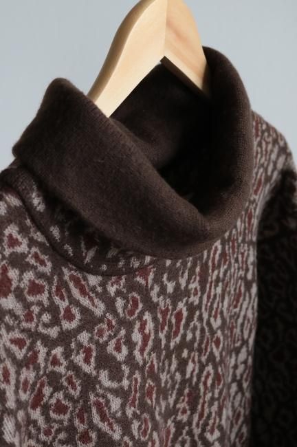 vintage】KENZO / turtle neck leopard knit dress - Madder vintage vintage】KENZO / turtle neck leopard knit dress - Madder vintage