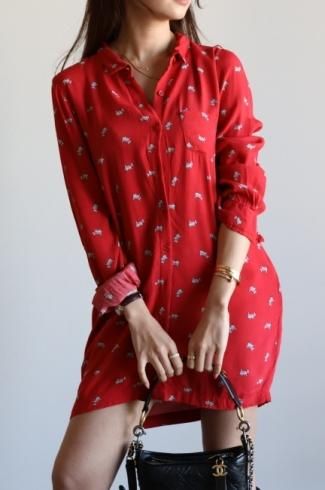 <img class='new_mark_img1' src='https://img.shop-pro.jp/img/new/icons14.gif' style='border:none;display:inline;margin:0px;padding:0px;width:auto;' />USEDdog pattern rayon shirt dress