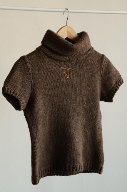 vintage】FENDI / FF logo rhinestone turtle neck knit top vintage】FENDI / FF logo rhinestone turtle neck knit top