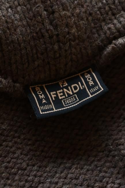 vintage】FENDI / FF logo rhinestone turtle neck knit top vintage】FENDI / FF logo rhinestone turtle neck knit top