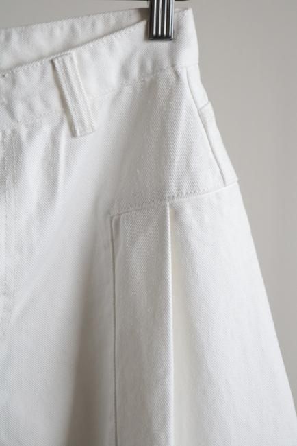 side tuck super wide denim pants / white - Madder vintage