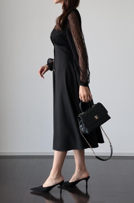 gold button tulle docking high waste dress / black - Madder gold button tulle docking high waste dress / black - Madder