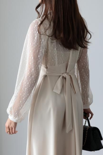 gold button tulle docking high waste dress / ivory - Madder gold button tulle docking high waste dress / ivory - Madder