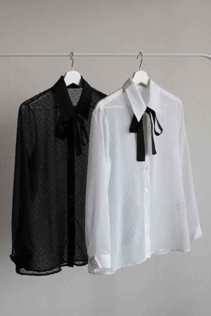 AP STUDIO Sheer Tie Blouse ドゥーズィエムクラス タイ PREORDERLIST｜秋最初に押さえたいブルゾンにNEW DENIM