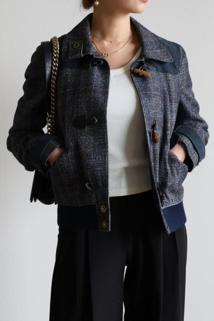 vintage】KENZO / toggle button madras check blouson - Madder