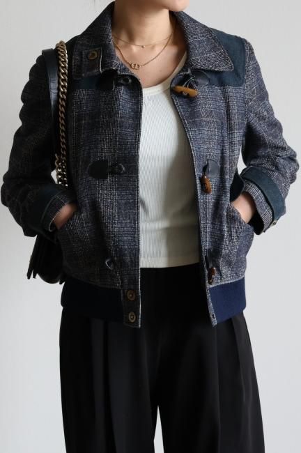 vintage】KENZO / toggle button madras check blouson - Madder vintage