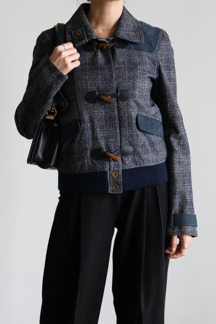 vintage】KENZO / toggle button madras check blouson - Madder