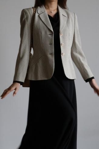 vintageKENZO / single breasted gingham check tailored jacket