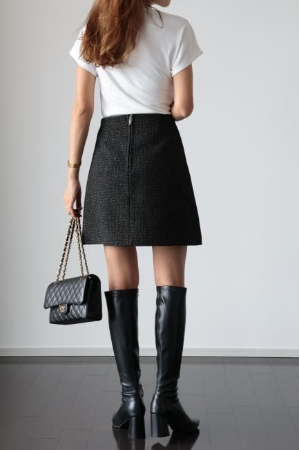 shining tweed A line mini skirt / black - Madder vintage