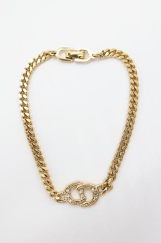 <img class='new_mark_img1' src='https://img.shop-pro.jp/img/new/icons14.gif' style='border:none;display:inline;margin:0px;padding:0px;width:auto;' />vintageCD logo rhinestone chain bracelet