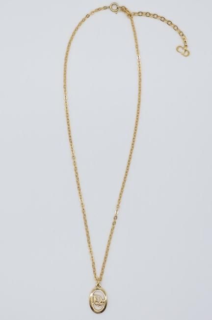 vintage】Christian Dior / Dior logo oval top necklace