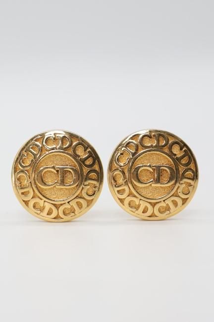 vintage】Christian Dior / CD signature logo round earring vintage】Christian Dior / CD signature logo round earring