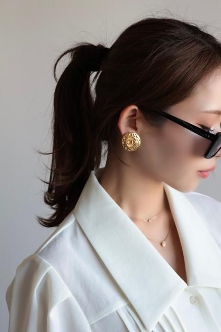 vintage】Christian Dior / CD signature logo round earring vintage】Christian Dior / CD signature logo round earring