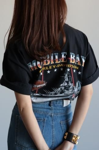 USEDHARLEYDAVIDSON / MOBILLE BAY HD original graphic print tee