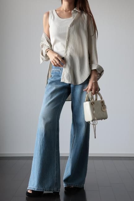 PRE-ORDER】washed wide leg denim pants / blue - Madder vintage