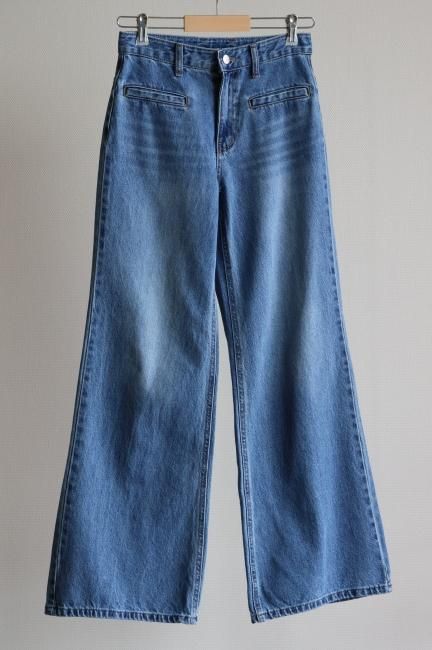 washed wide leg denim pants / blue - Madder vintage washed wide leg denim pants / blue - Madder vintage