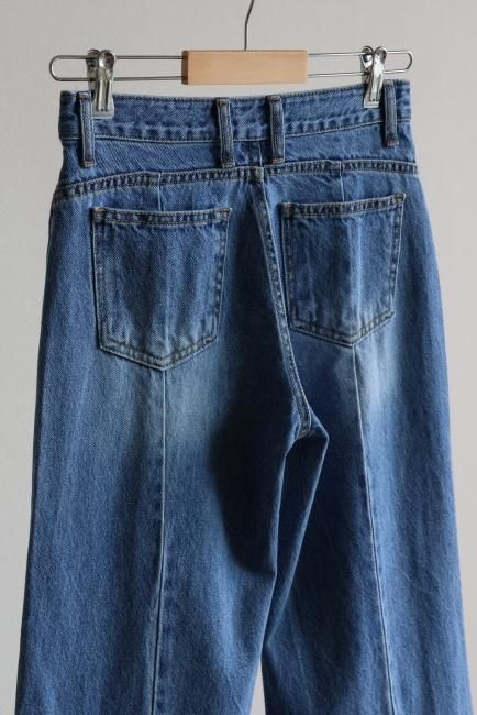 washed wide leg denim pants / blue - Madder vintage washed wide leg denim pants / blue - Madder vintage