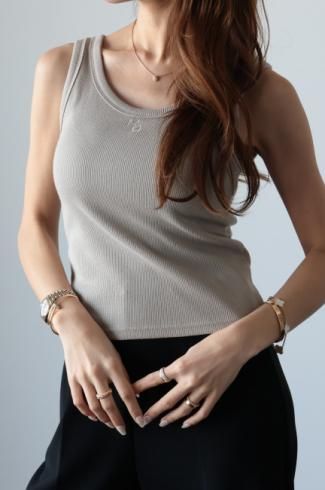 original - logo embroidery 2way neck tank top / mocha