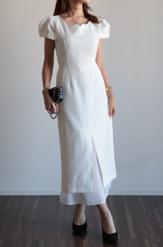 <img class='new_mark_img1' src='https://img.shop-pro.jp/img/new/icons14.gif' style='border:none;display:inline;margin:0px;padding:0px;width:auto;' />heart neck puff sleeve layered dress / ivory