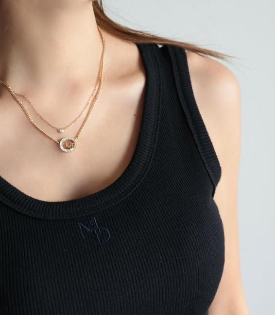 vintage】Christian Dior / Dior logo rhinestone oval top vintage】Christian Dior / Dior logo rhinestone oval top