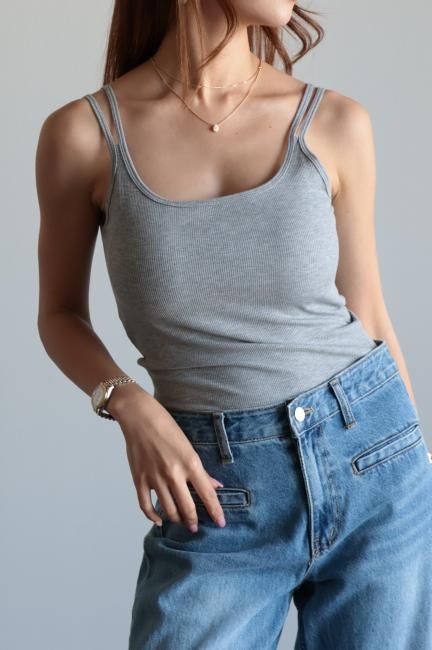 double strap cup in tank top / gray - Madder vintage