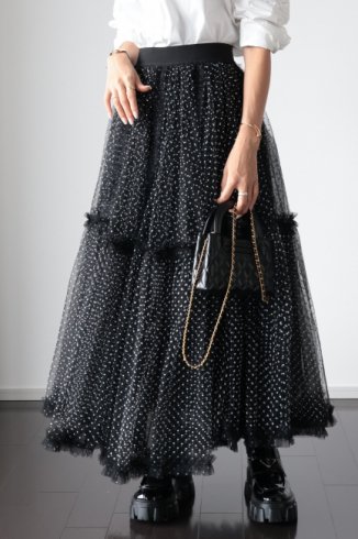 <img class='new_mark_img1' src='https://img.shop-pro.jp/img/new/icons14.gif' style='border:none;display:inline;margin:0px;padding:0px;width:auto;' />PRE-ORDERdot pattern volume tulle skirt / black