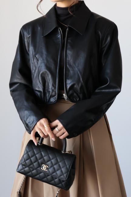 zip up eco leather short jacket / black - Madder vintage zip up eco leather short jacket / black - Madder vintage