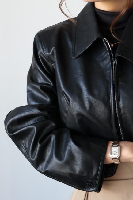 zip up eco leather short jacket / black - Madder vintage zip up eco leather short jacket / black - Madder vintage