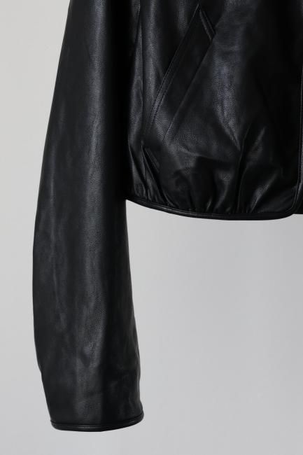 zip up eco leather short jacket / black - Madder vintage
