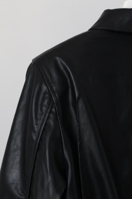 zip up eco leather short jacket / black - Madder vintage
