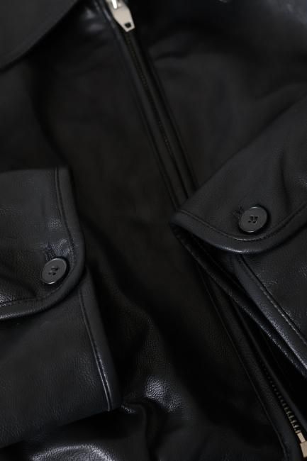 zip up eco leather short jacket / black - Madder vintage zip up eco leather short jacket / black - Madder vintage