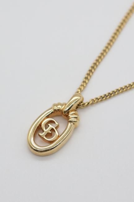vintage】Christian Dior / CD logo oval top necklace - Madder vintage】Christian Dior / CD logo oval top necklace - Madder