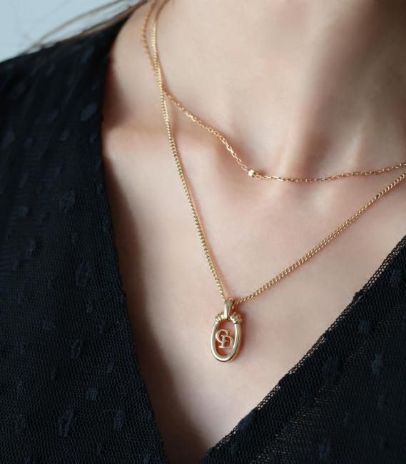 vintage】Christian Dior / CD logo oval top necklace - Madder vintage】Christian Dior / CD logo oval top necklace - Madder