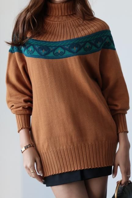 vintage】Christian Dior / turtle neck rib yoke high gauge vintage】Christian Dior / turtle neck rib yoke high gauge