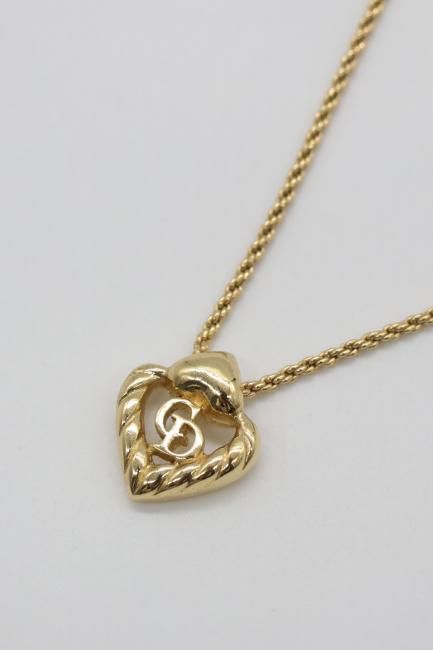 vintage】Christian Dior / CD logo heart motif necklace