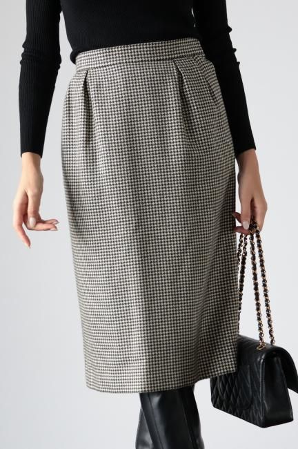 vintage】Yves Saint Laurent / hounds tooth wool skirt