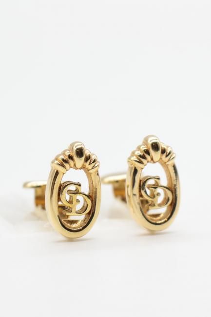 vintage】Christian Dior / CD signature logo oval earrings