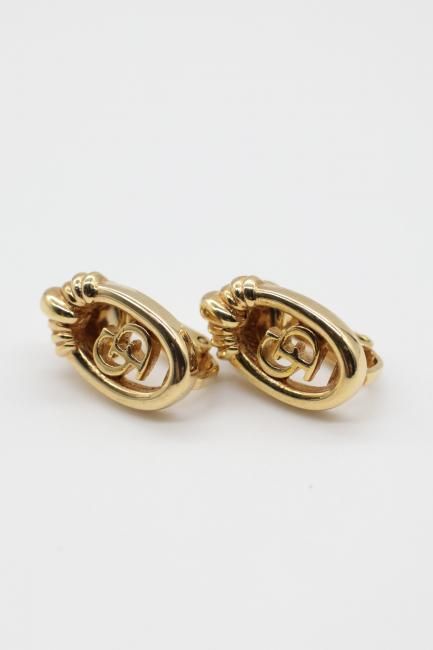 vintage】Christian Dior / CD signature logo oval earrings vintage】Christian Dior / CD signature logo oval earrings