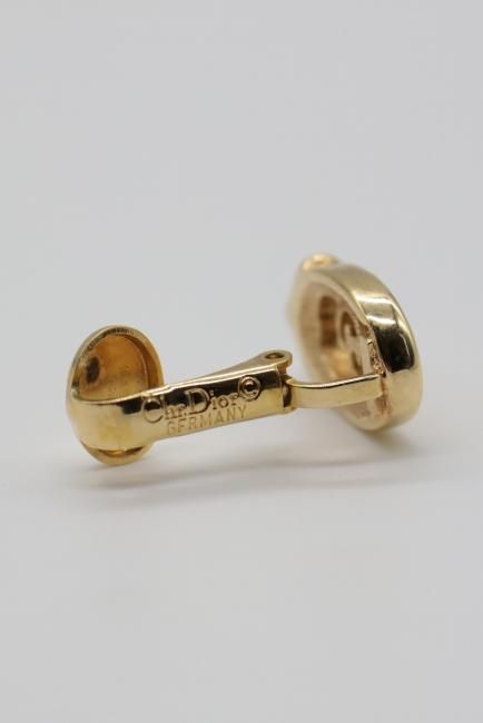 vintage】Christian Dior / CD signature logo oval earrings