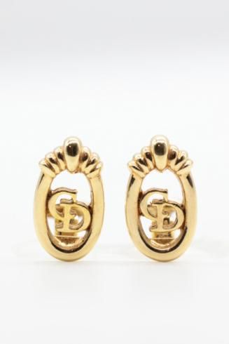 vintageChristian Dior / CD signature logo oval earrings